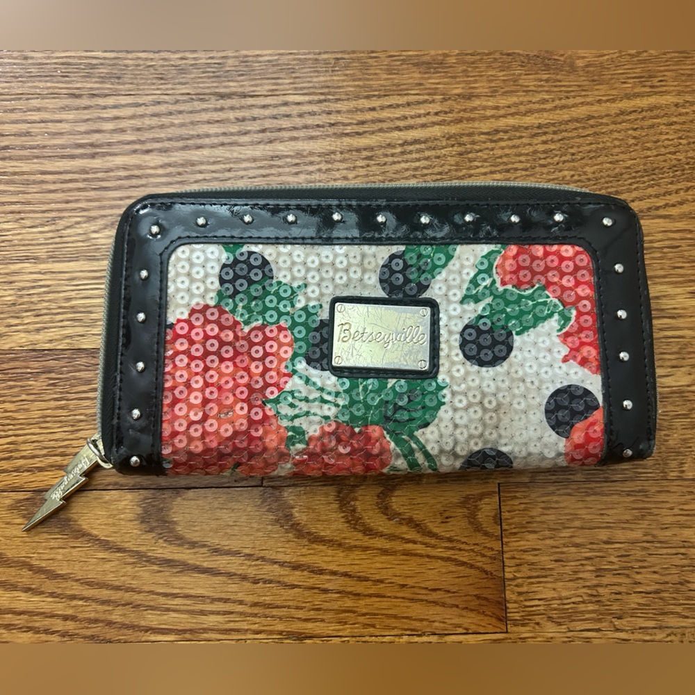 Betsyville by Betsey Johnson Studded Zip around wallet